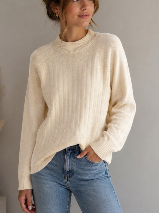cosmic blue love Sweaters - NWT Cosmic Blue Love for Stitch Fix Cream Ribbed Crewneck Sweater